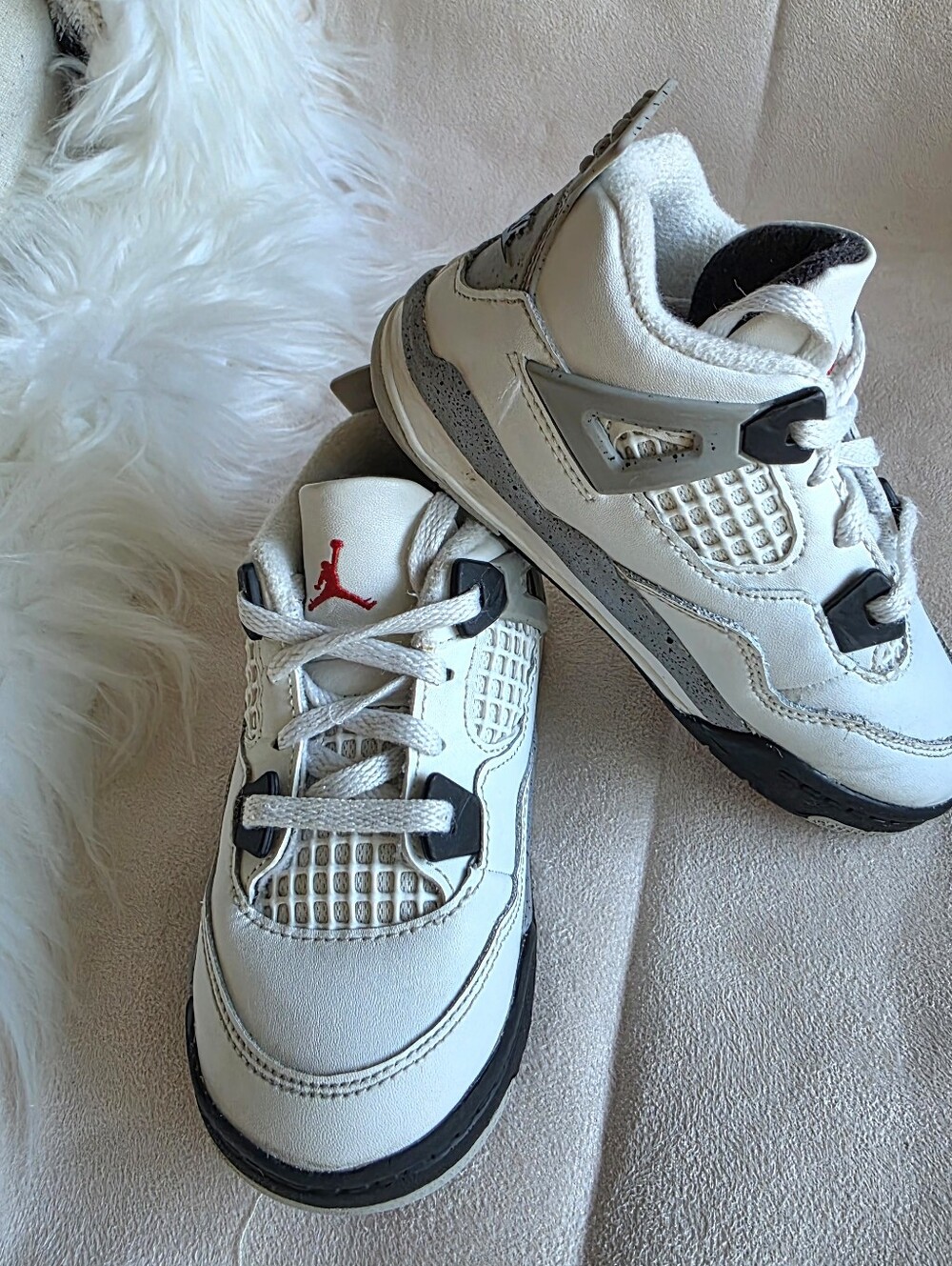 Nike Air Jordans 4 Retro White/Black/Gray Sneakers Toddler Size 9C